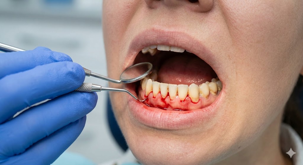 Bleeding gums dental illustration